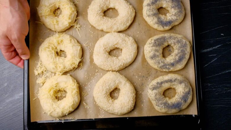 Bagels on a Baking Sheet.