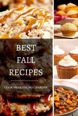 Collage of favorite fall recipes including apple and pumpkins.