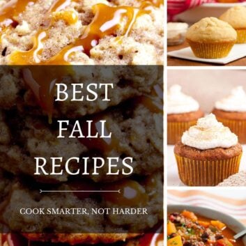 Collage of favorite fall recipes including apple and pumpkins.