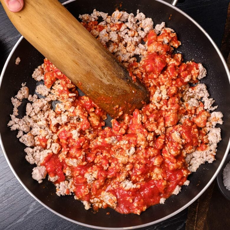 Ground Beef Cooking with Sauce.