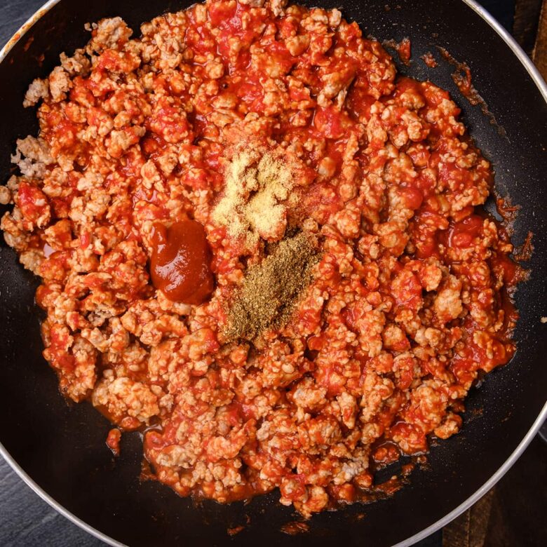 Ground Beef Cooking with Spices.