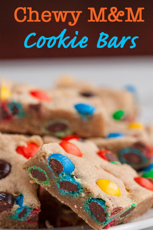 Thick and Chewy M&M's Chocolate Chip Cookie Bars Recipe