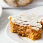 pumpkin bars with cream cheese frosting.