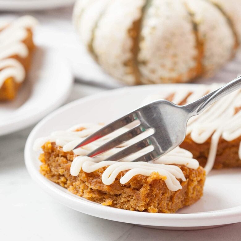 Finished Pumpkin Bars with Cream Cheese Frosting.