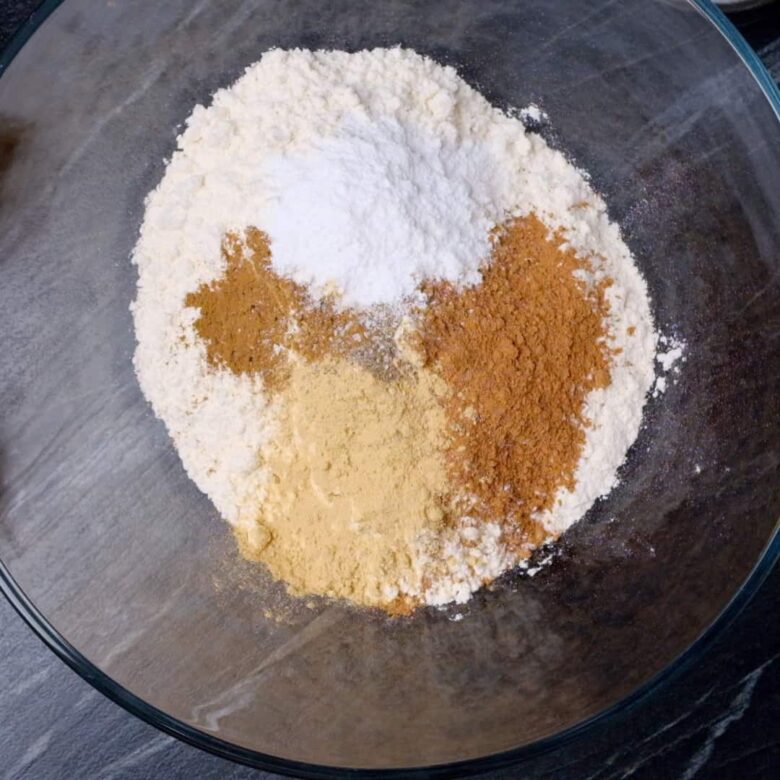 Pumpkin dry ingredients in a bowl.