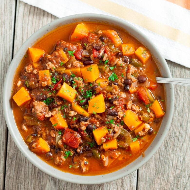 butternut squash chili in a bowl