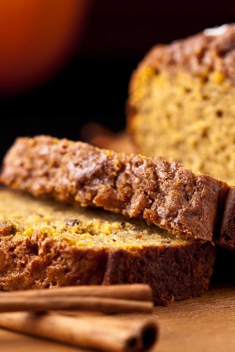 Best Pumpkin Bread Sliced.