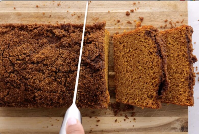 Best Pumpkin Bread Being Sliced.