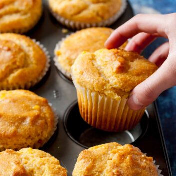 honey cornbread muffins baked.