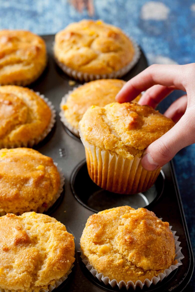 honey cornbread muffins baked.