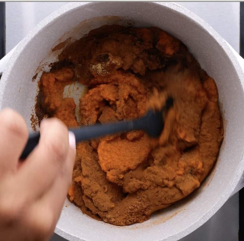 Best Pumpkin Bread Stovetop Ingredients Mixed.