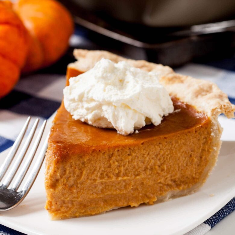 Pumpkin Pie Slice Close Up.