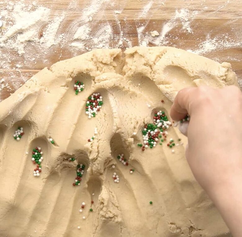 shortbread cookies dough with sprinkles.
