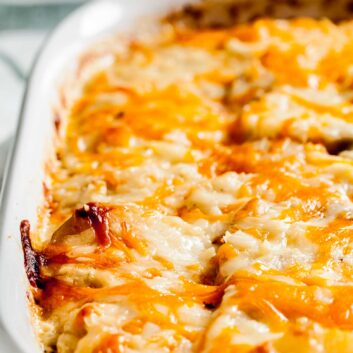 cheesy scalloped potatoes finished dish.