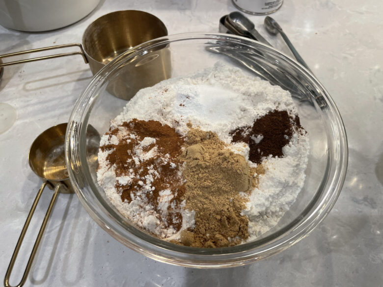 Gingerbread Ingredients in a bowl.