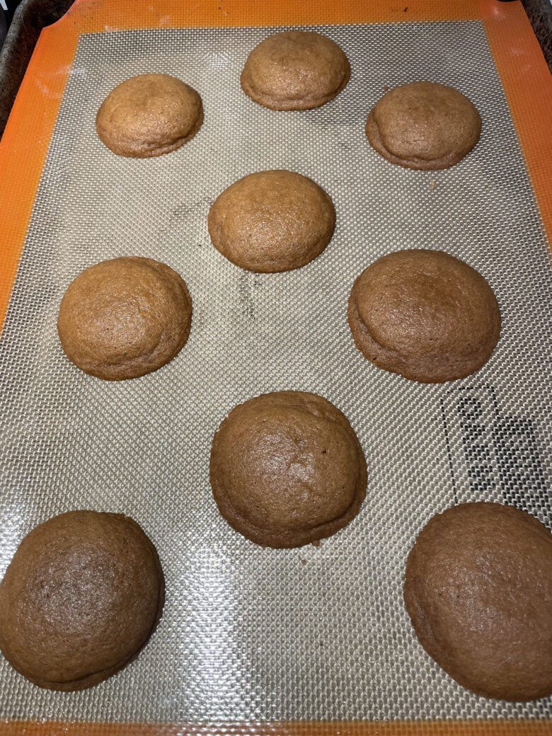 gingerbread cookies on baking sheet.