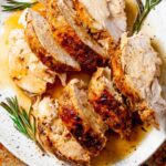 Instant Pot Turkey Breast Slices on a Plate.