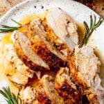 instant pot turkey breast slices on a plate.
