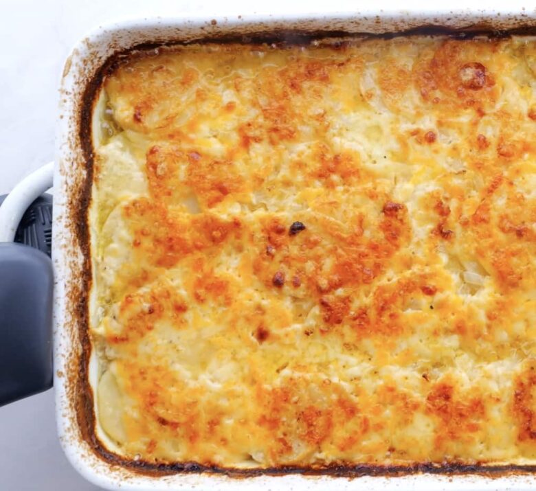 cheesy scalloped potatoes baked.