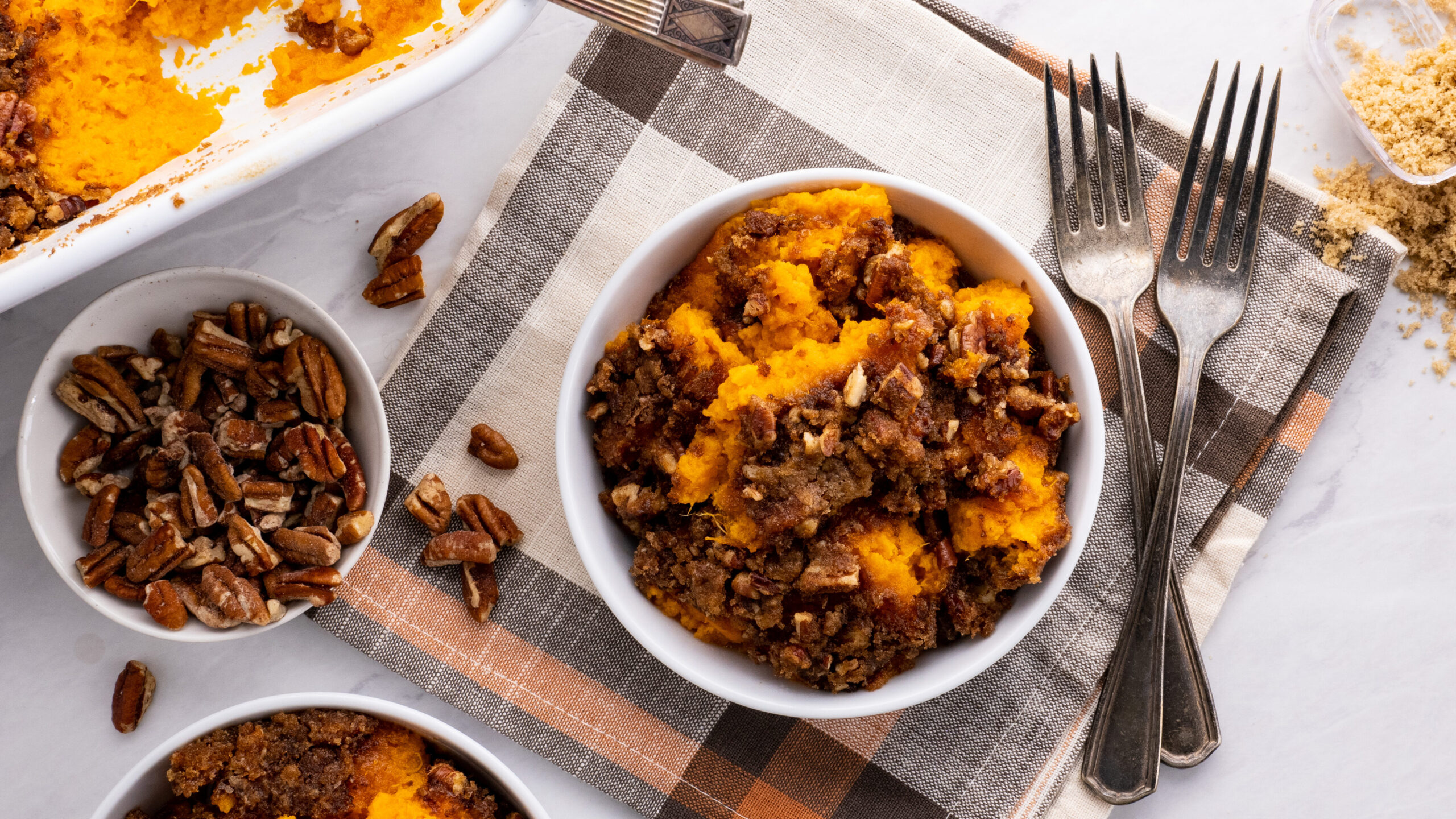 Sweet Potato Casserole in dish