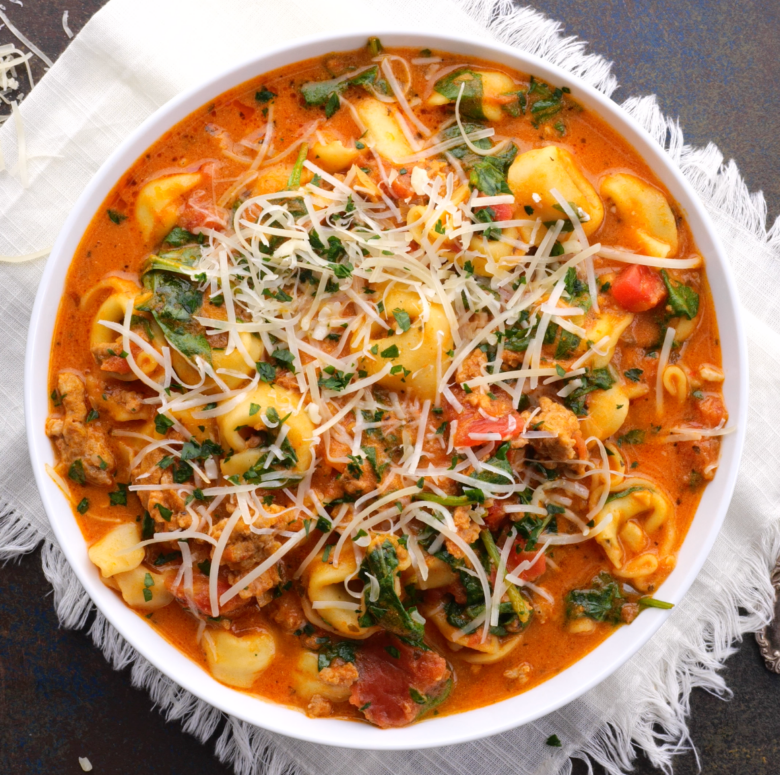 30 Minute Creamy Tortellini Pasta With Ground Turkey - Life is but a Dish