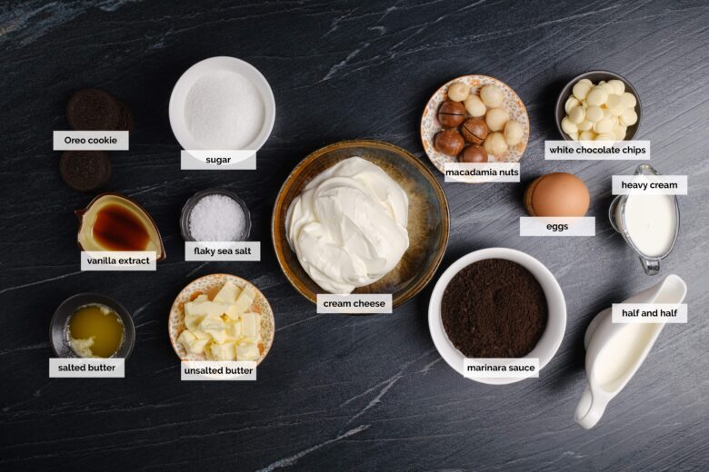 salted caramel cheesecake bite ingredients.
