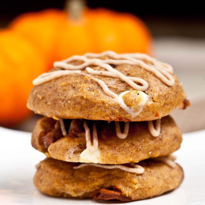 pumpkin spice cookies stacked.