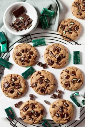 Andes mint cookies finished and plated.