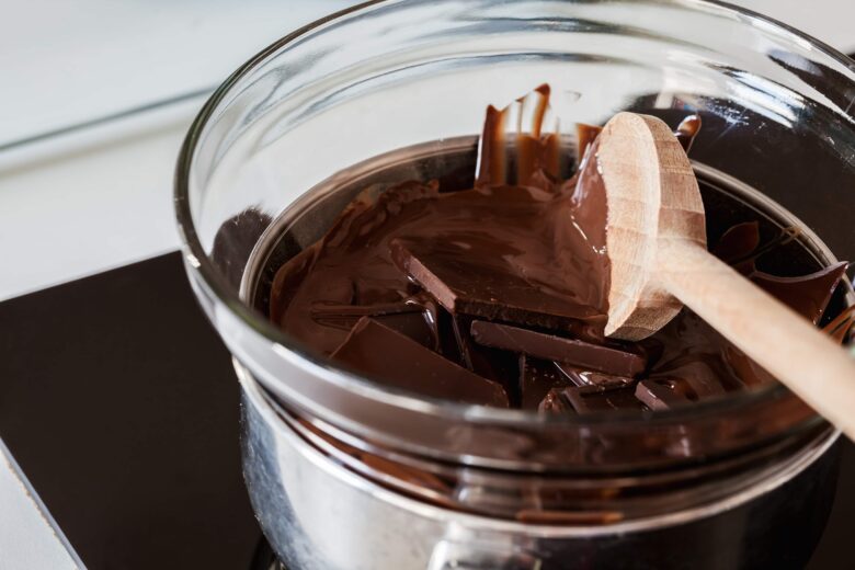 chocolate being melted in a bowl.