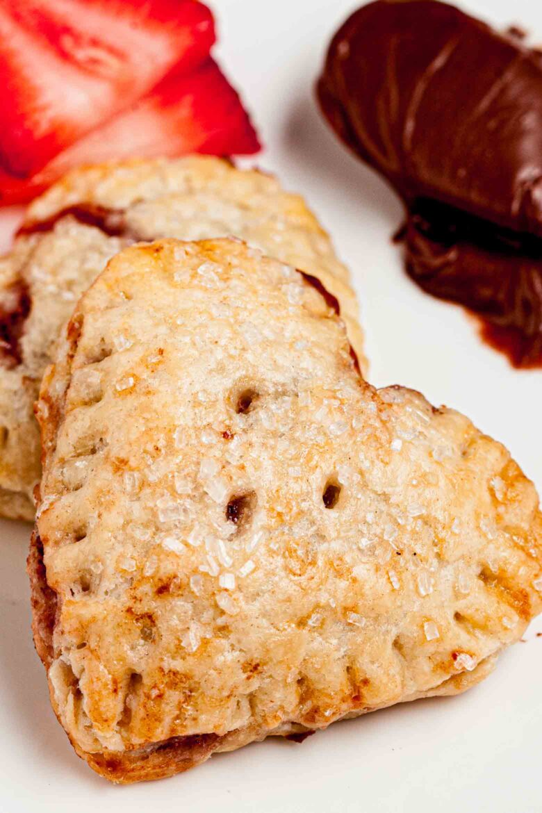 strawberry Nutella hand pies close up.