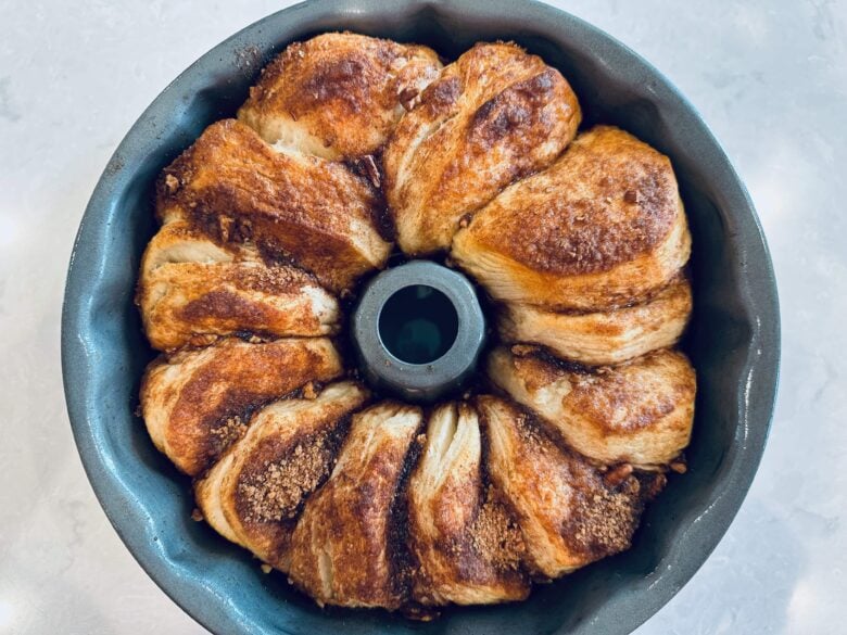 Freshly baked sticky buns right out of the oven.