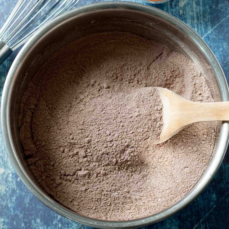 Bailey's Irish Cream Cake dry ingredients in a bowl.