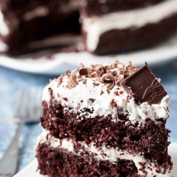 Bailey's Irish Cream Cake slice close up.