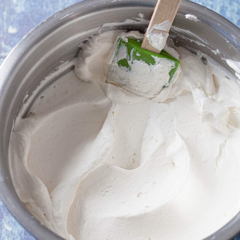 Bailey's Irish Cream Cake whipped cream in a bowl.