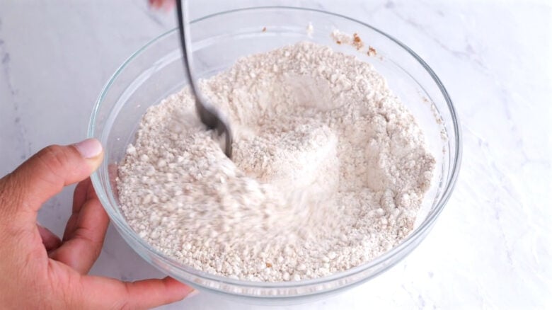 carrot cake cupcakes dry ingredients a bowl.