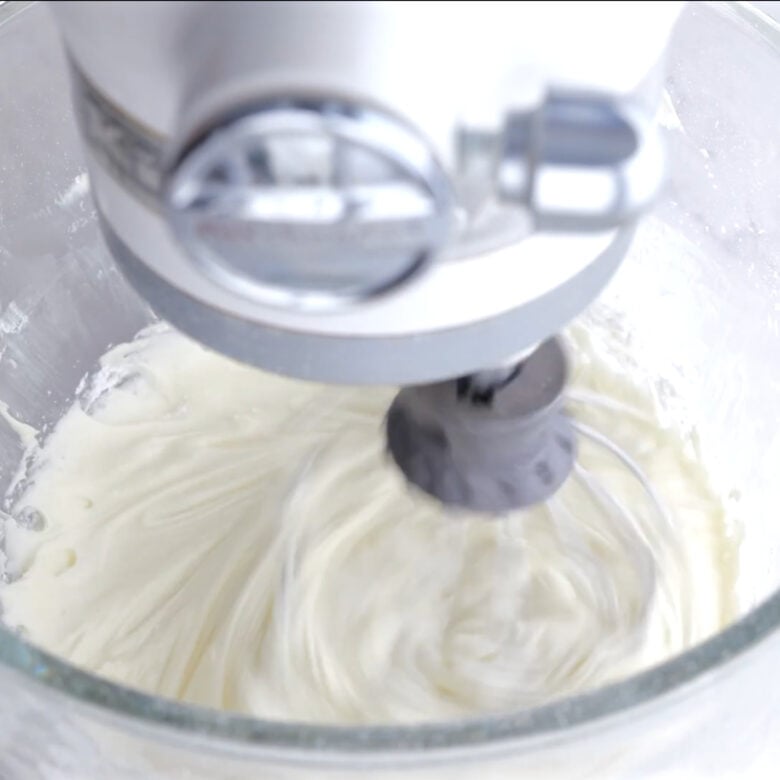 cream cheese in the mixer.
