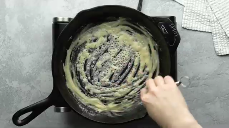 roux being cooked for gnocchi with chicken.