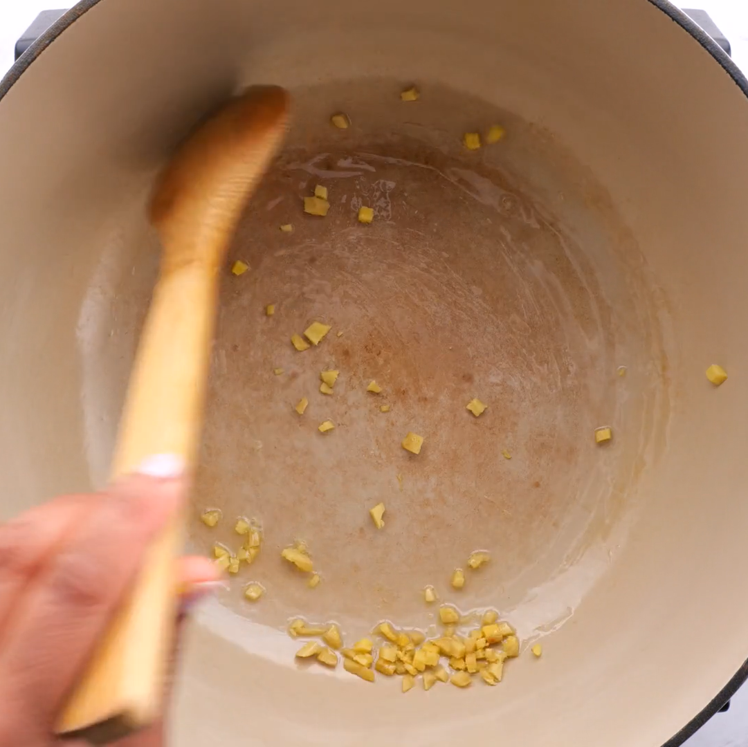 Ginger stir fried for Chinese sticky rice.