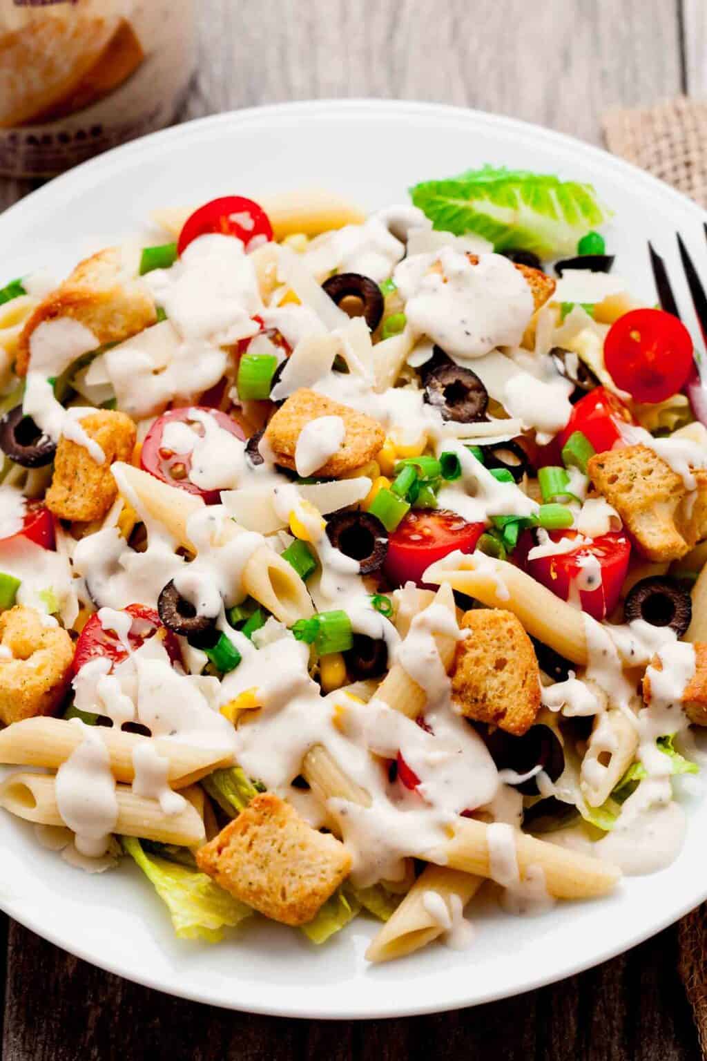 Caesar Pasta Salad Recipe | Chew Out Loud