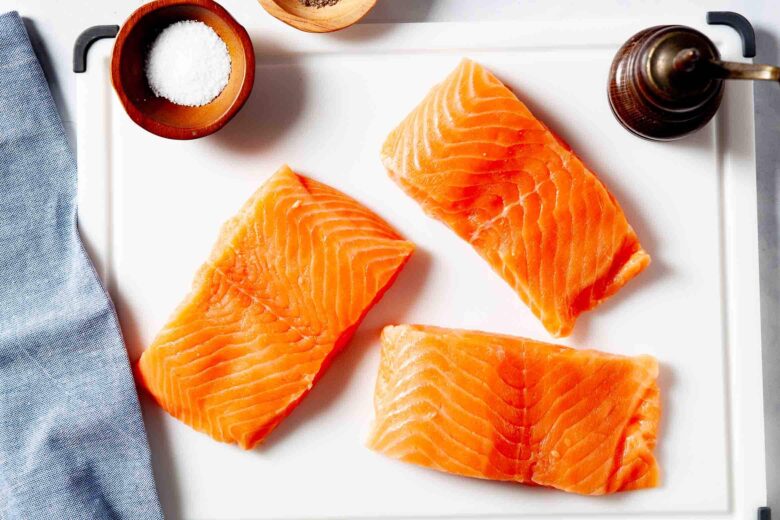 salmon filets rinsed and patted dry.