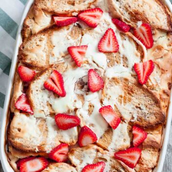 strawberry cream cheese French toast bake finished.