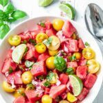watermelon salad in a bowl.