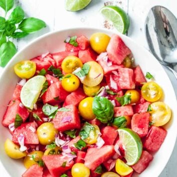 watermelon salad in a bowl.