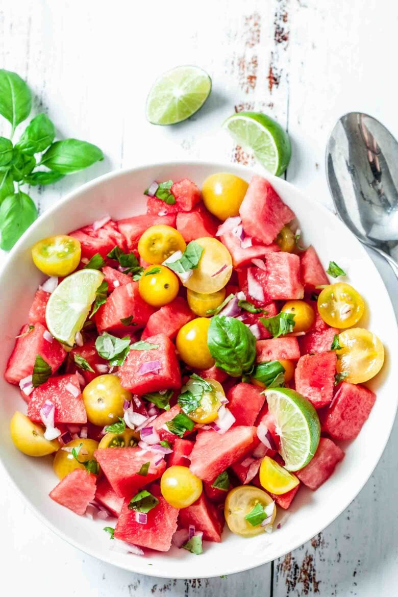 watermelon salad in a bowl.