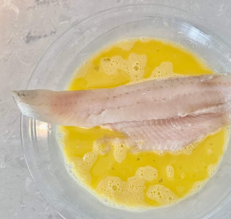 pan fried walleye dipped in egg wash.