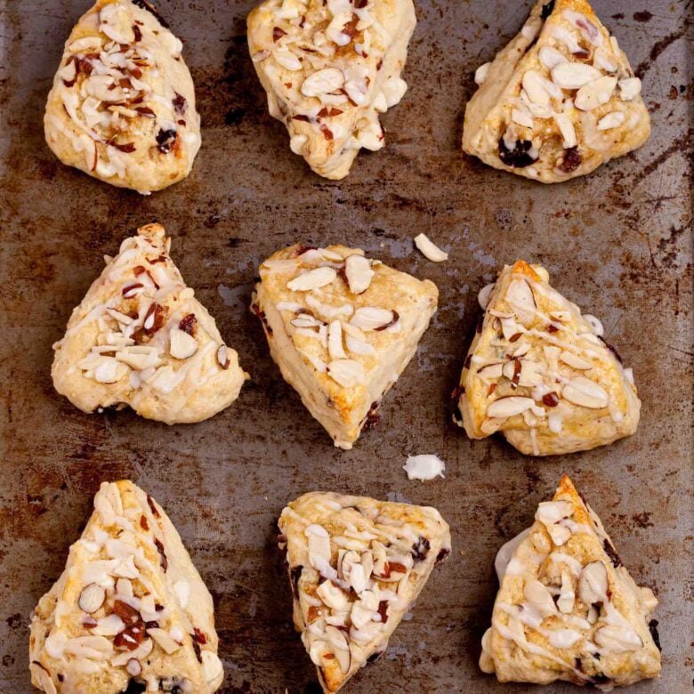 almond scones fully baked.