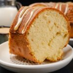 Brown sugar pound cake with caramel drizzle.
