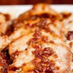 sliced maple glazed pork chops.