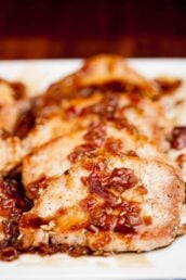 sliced maple glazed pork chops.