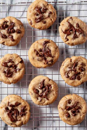 Browned butter chocolate chip cookies freshly baked.